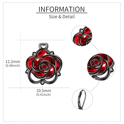 Black Rose Earrings 925 Sterling Silver Gothic Rose Flower Earrings Gothic Jewelry for Women4