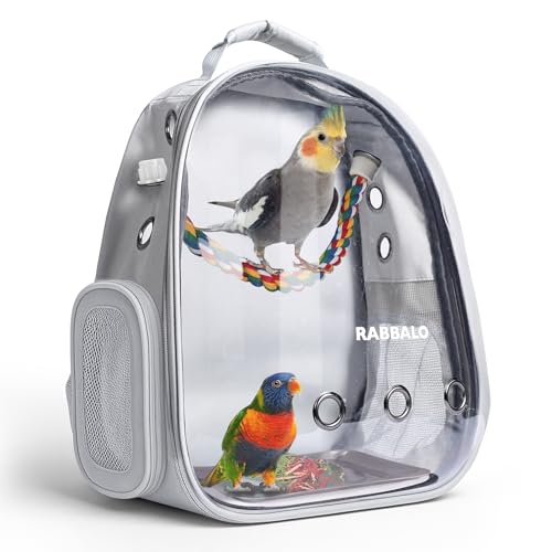 Image of Bird Carrier Backpack with Clear Window - Travel Cage for Parakeets, Conures, Cockatiels - Portable Pet Bag with Tray, Perches, Cups, Ventilation - Hiking, Travel & Outdoor Adventure