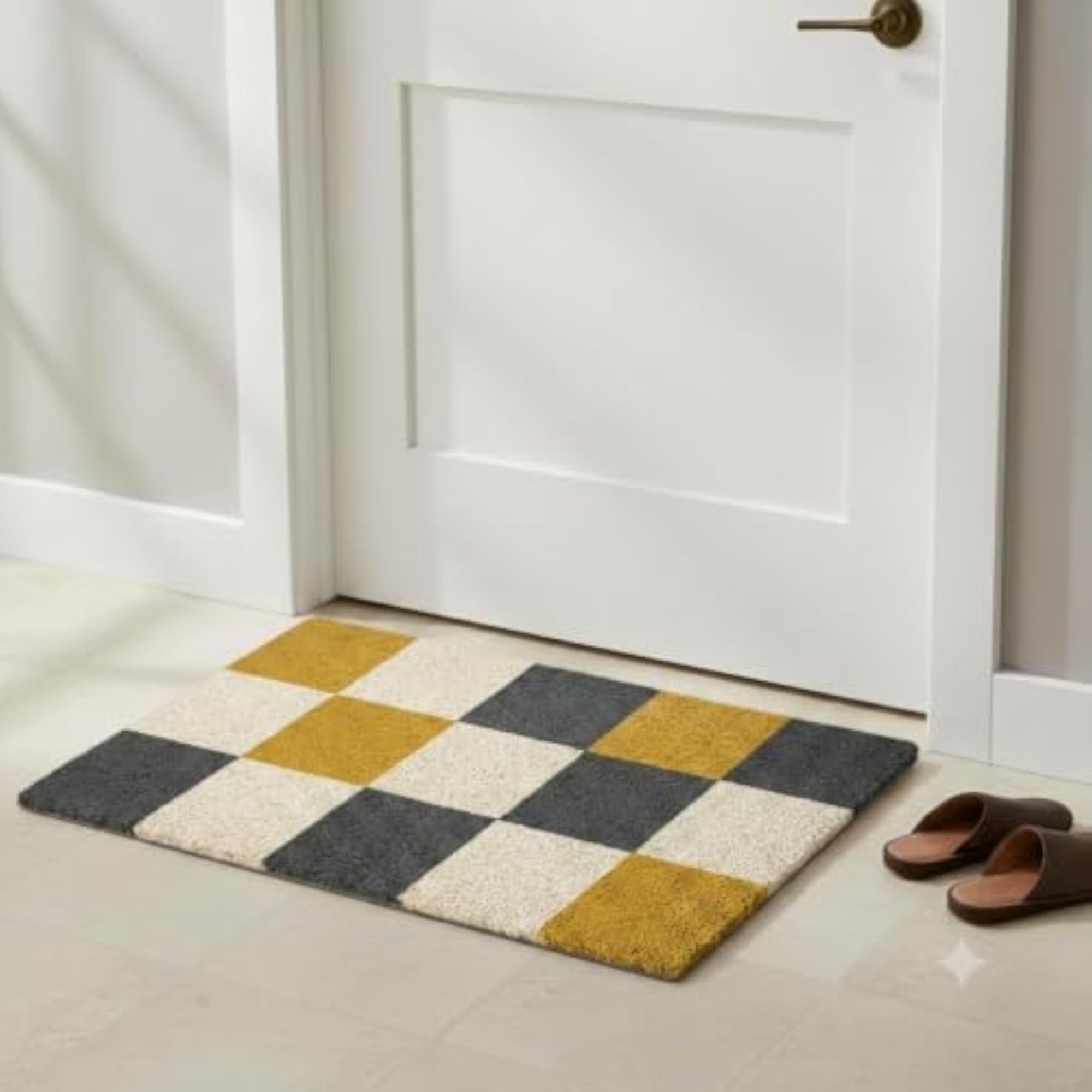 Hand Tufted Wool Bath Mat, Soft Absorbent Non-Slip