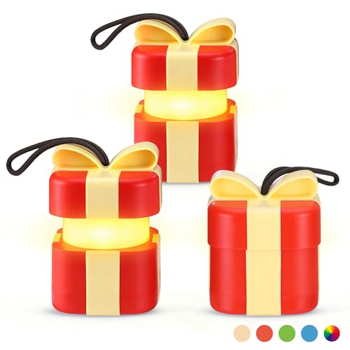 EverBrite Set di 3 Lanterne Natalizie LED, 5 Modalità Illuminazione Multicolore 50LM, Lampada Decorativa Portatile per Interni ed Esterni