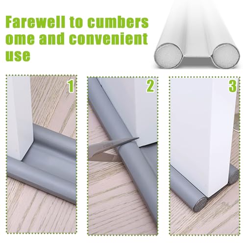 3 stuks dubbele tochtstopper, 96 cm, tochtstopper voor deur, isolerend, tochtstopper, onder de deur, onder de deur, voor onder de deur, binnen en buiten, bescherming tegen (zwart) - Image 6