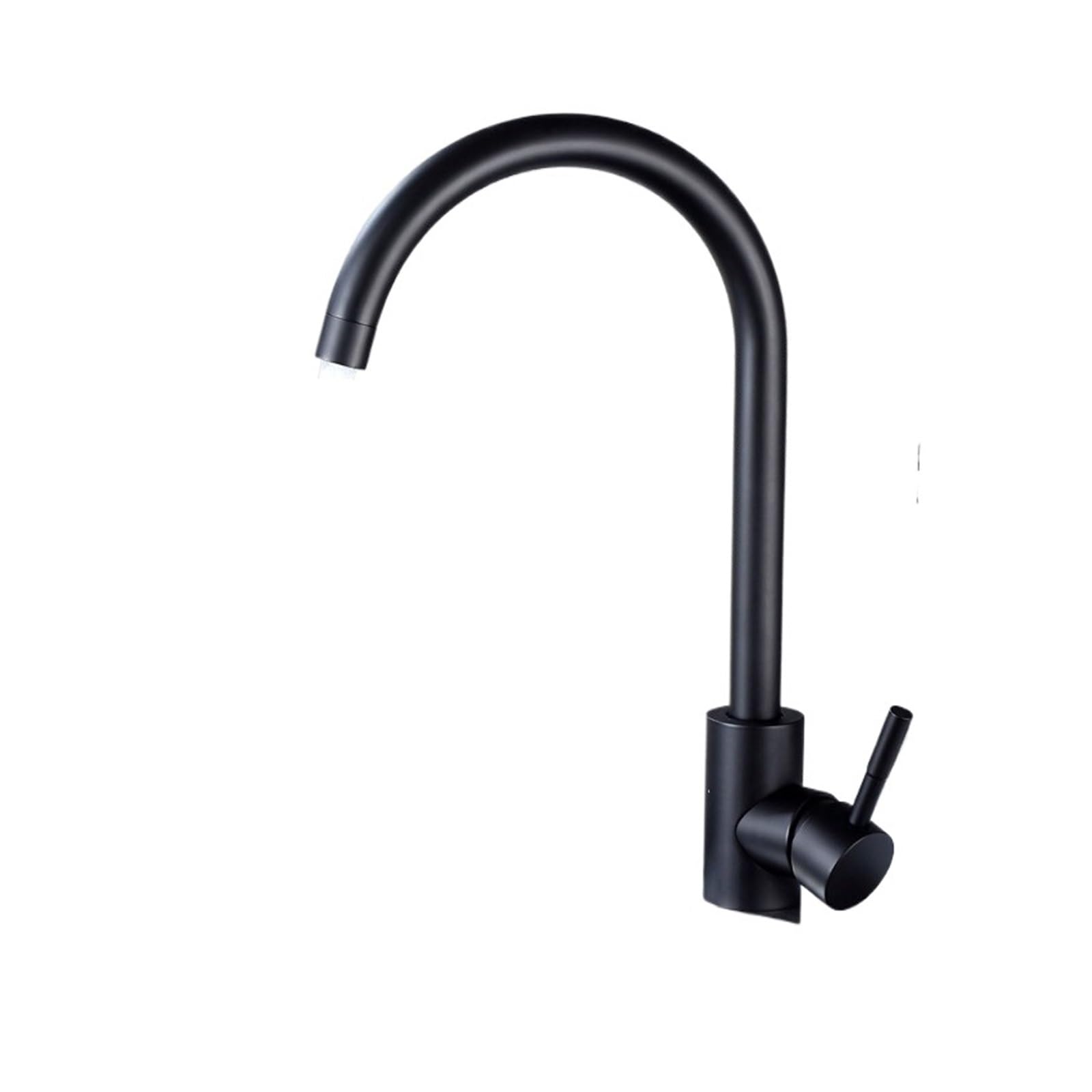 Rubinetto in acciaio inox girevole monocomando monoforo miscelatore acqua calda e fredda montato su piano(Matte Black)