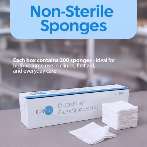 Dynarex 3249-BX CurPro Cotton Filled Gauze Sponges USP - No estériles miniatura 3