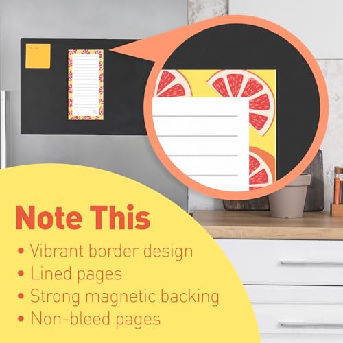 Image of Sweetzer & Orange S&O Magnetic sheets for Refrigerator 4 Pack - Fun Fruity planner notes for Fridge Sets - Magnetic registry journals for cooler, sticky Notepads for freezer - 3.5 inch x 7 inch, 45 Pages