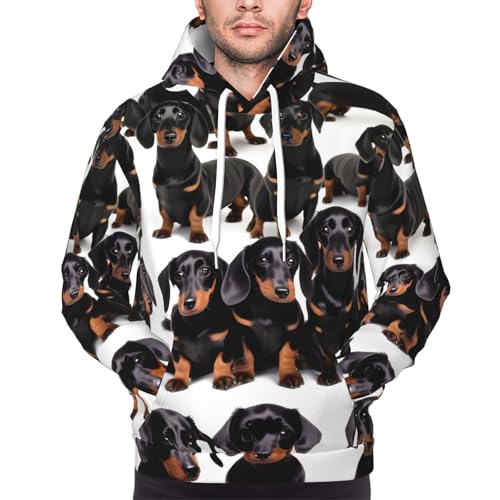 Sweat à capuche teckel pour homme pull décontracté imprimé chien
