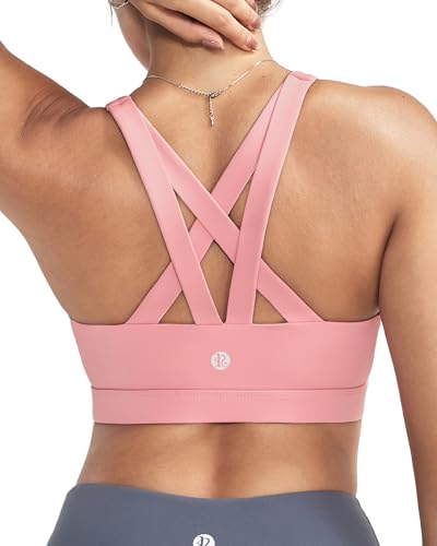 Image of RUNNING GIRL Sports Bras for Women,Padded Strappy Sports Bras Criss-Cross Back Medium Support Sports Bras with Removable Cups