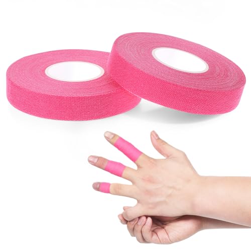 2 Rolls Pink Finger Tape, 0.6-Inch x 32-feet Athletic Tape for Fingers, Hands, & Toes, Extra Strong Adhesive, Rock Climbing Tape, Sports Tape for Outdoor Sports Climbing Football
