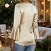 Womens Elegant Satin Silk Draped Cowl Neck Blouse Fashion Ruffle Bell Long Sleeve Tops Dressy Business Casual Shirts Khaki