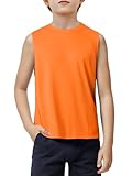 Haloumoning Boys Tank Tops Athletic Sleeveless Crewneck T-Shirts Kids Undershirts 5-14 Years Orange