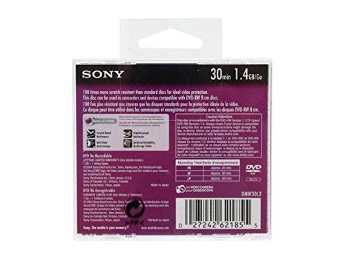 Sony DVD-RW Mini Disc, DVD-RW, 8CM, 30M, 1.4GB 7107