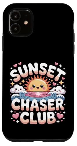 Vacaciones Kawaii de verano en playa al atardecer Carcasa para iPhone 11