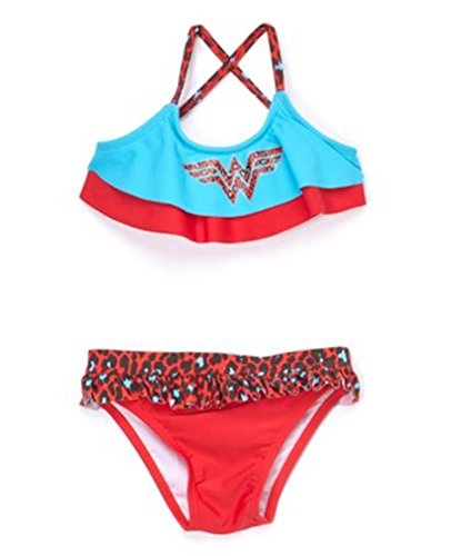 in Gear Girls Wonder Woman Two Piece Bikini Swimsuit Sizes 2T to 8 Years