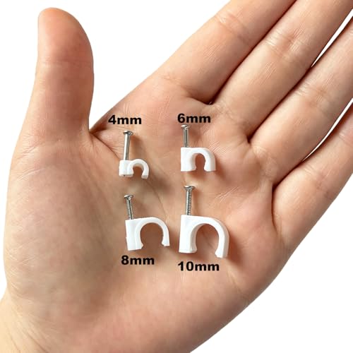 100 Stück 4mm Kabelschellen,Nagelschellen,Kabel Befestigungen,Cable Clamp,Kabelklemmen Nagel,Kabelklemmen Wand,Kabelhalter Decke,Kabelschellen Nagelschellen,Mit Nagel,für Kabel,Weiß (4mm)