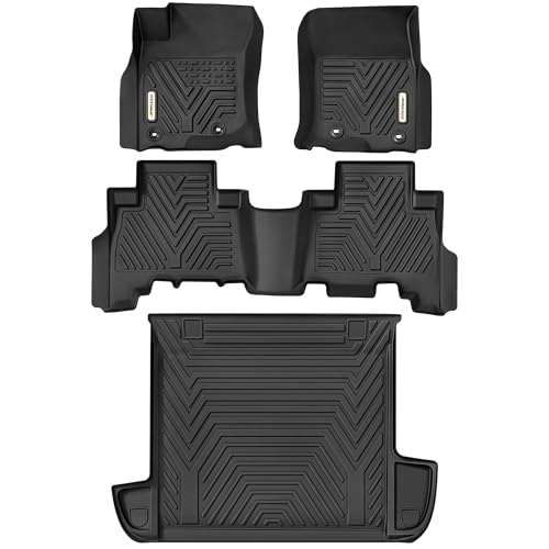 YITAMOTOR Floor Mats & Cargo Liner Set Fit for Toyota 4Runner 2024 Custom Fit TPE All-Weather Floor Liners 2013-2024 Toyota 4Runner 5 Passenger Model w/o Sliding Rear Tray Black