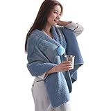 gosduiwip Soft Fleece Button Bed Jacket With Pockets Stay Warm And Comfortable Overnight Poncho Blanket For Women Polyester (Peacock Blue)