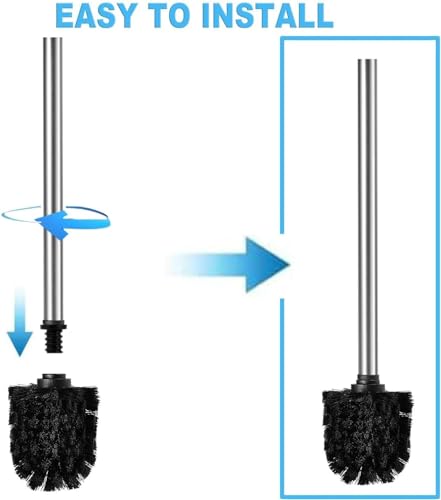 WAVEWO WC-Bürste, WC-Bürsten Mit 2 Bürstenköpfe, 7 cm Durchmesser Klobürste aus 304 Edelstahl für die Badezimmerreinigung (PP, Silbrig)
