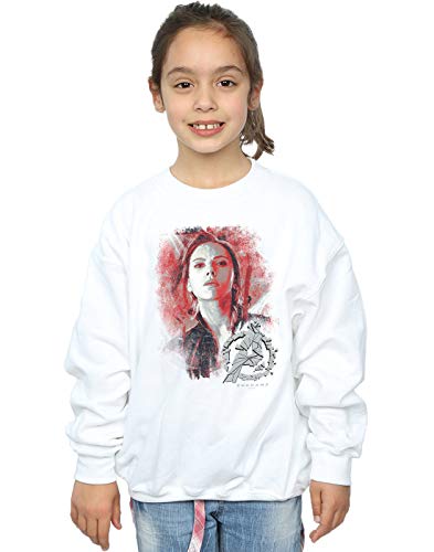 Marvel Girls Avengers Endgame Black Widow Brushed Sweatshirt White 12-13 years