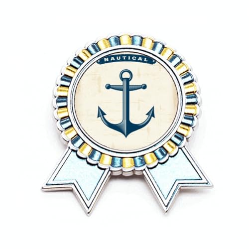Broche ancre bleu militaire Admiralty océan métal M pour vêtement homme femme