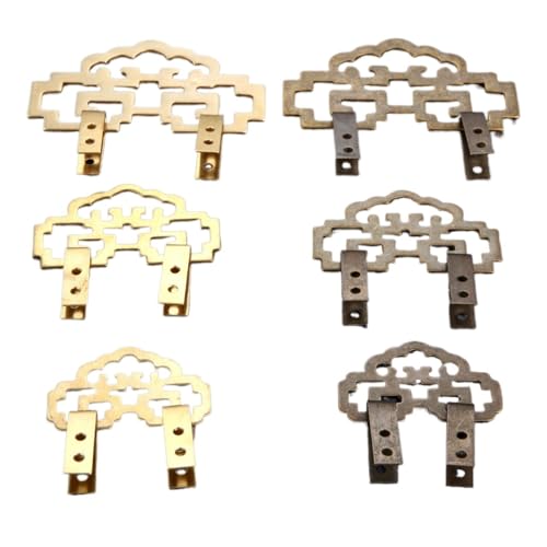 Image of FENG GUO 2Pcs Antique Bronze /Brass Decorative Frame Hanging Picture Oil Painting Mirror Frame Hooks Hanger with Screws Furniture Hardware(Antique Bron 80X46mm)