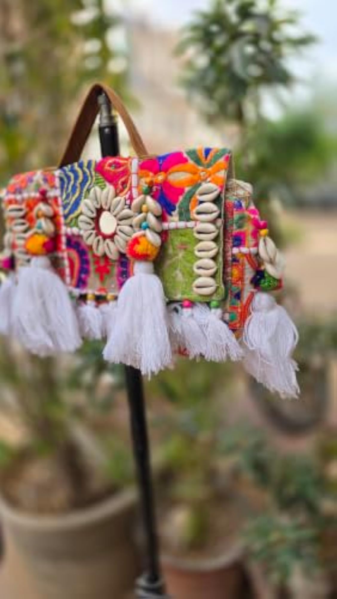 Banjara Sling Bag with Cowrie Shell Embroidery, Handmade
