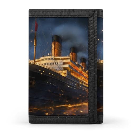 Titanic Cruise Ship Voyage Trifold Wallet Personalized Wallet Purse Card Holder with Zip for Men Women One Size