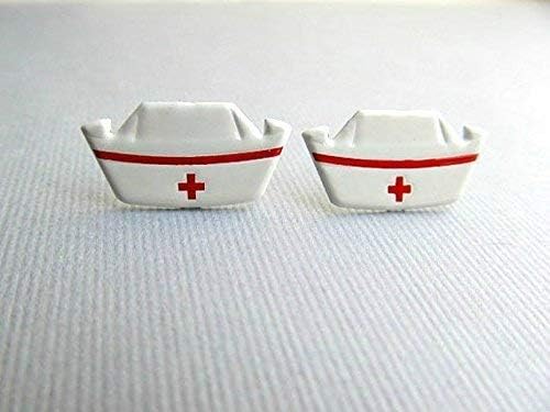 50s Nurse Hat Stud Earrings, nurses RN, Medical, WW2