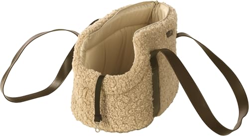 Hundetasche - Tragetasche Pookie Beige – 50x24x26cm – Fleece mit Schaum – Handwäsche – Sicherheitsleine – Abnehmbarer Boden – Aufbewahrungstasche