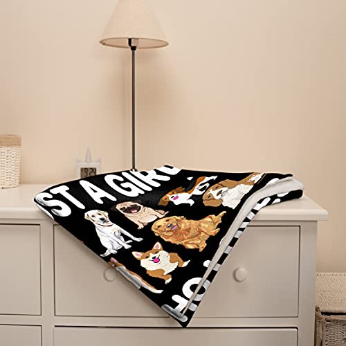 Image of Dog Blanket Puppy Plush Gift for Girls Kids Dogs Animals Lover Throws Comfy Lightweight Quilt Cute Puppies Pet Sheet Soft Flannel Blankets for Couch Chair Halloween Christmas-60x80 Inches