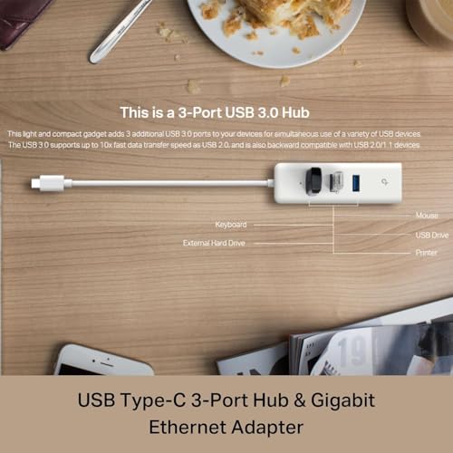 TP-Link USB C to Ethernet Adapter, 3-Port USB Hub Laptop Network Adapter - image 6