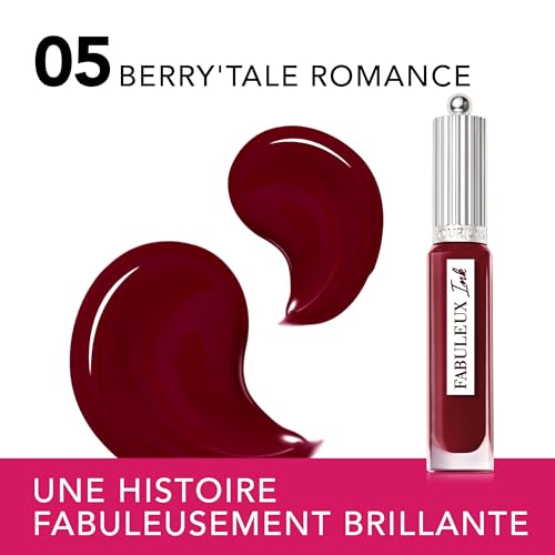 Bourjois Fabuleux Ink Lacquer, 05 Berry'tale romance, Encre à lèvres brillante et hydratante, À l’huile de tournesol, Résiste aux bavures et aux transferts, Jusqu’à 8 heures de tenue, 3,5 ml
