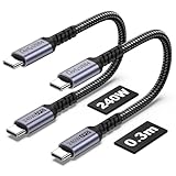 SUMPK 1FT USB 4 Cable 2 Packs, 240W USB C to USB C Cable, 40Gbps High Speed Data Transfer and Single 8K or Dual 4K Display Video Output Compatible with Thunderbolt 4, MacBook Pro, iPhone 15/16 Plus