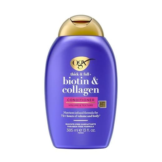 OGX Thick & Full + Biotin & Collagen Volumizing Conditioner for Thin Hair, with Vitamin B7 & Hydrolyzed Wheat Protein, Paraben-Free, Sulfate-Free Surfactants, 13 fl oz