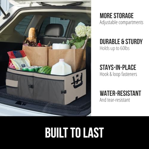 Image of GORILLA GRIP Trunk Organizer for SUV and Cars, Large Capacity, Beige | Heavy Duty Car Trunk Storage Organizer, Collapsible, SUV Accessories, Slip and Water Resistant, Multi Compartment Storage