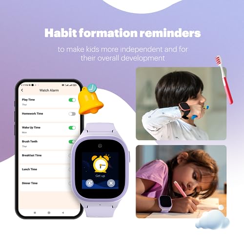 Image of Noise Scout Kids Smartwatch with Assisted GPS Tracking, 4G Video & Voice Call, Safe Zone Alert, SOS Button, Habit Formation, in-Built Games, Buddy App for Parents (Twinkle Purple)