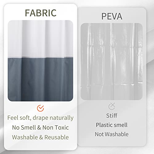 Image of ALYVIA SPRING Waterproof Fabric Shower Curtain Liner - Soft & Light-Weight Cloth Shower Liner, 3 Bottom Magnets, Hotel Quality & Machine Washable - Standard Size 72x72, White and Stone Blue