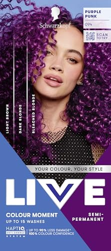 Schwarzkopf LIVE Colour Moment 094 Purple Punk with HaptiQ Anti-Damage System Semi-Permanent Purple Hair Dye Up to 15 Washes