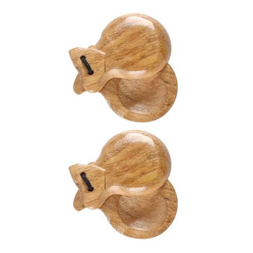 Enwye Lot De 2 Castagnettes En Bois Faites À La Main, Percussions Traditionnelles Espagnoles, Instruments De Percussion Musicaux, Planches À Claquer,...