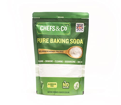 CHEFS & CO | Bicarbonate de Soude Pur (1 KG) | 100% Bicarbonate de Soude de Qualité Alimentaire | Bicarbonate pour Cuisiner, Boire et Nettoyer | Sans Aluminium | Sans BPA | Agent Levant (Paquet de 1)