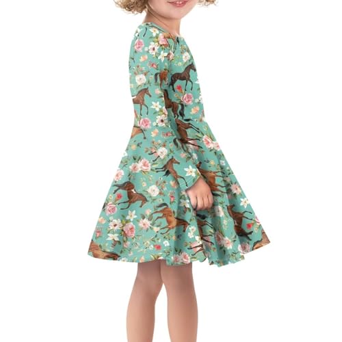 Girls Fall Dress Long Sleeve Swing Skater Dresses Cute Outfits for Party Casual4