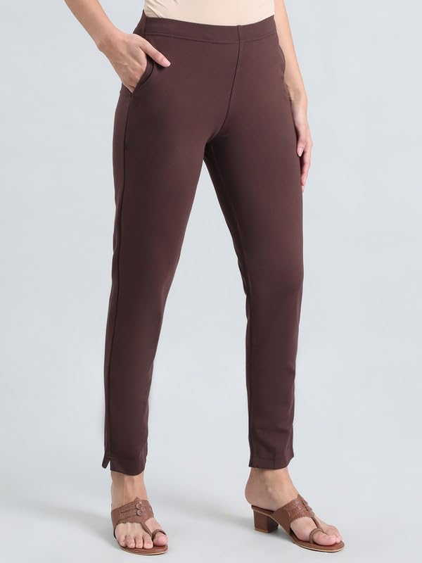Image of GO COLORS Ponte Smart Kurti Pants Full Length for Women | Breathable, Mid Rise