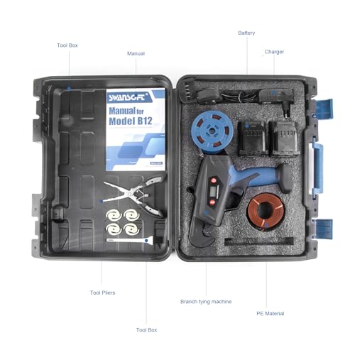 Elektrische Weinberg-Bindemaschine mit 2 * 2Ah Lithium-Batterie, batteriebetriebene Pflanzen-Twist-Tie-Maschine für landwirtschaftliche Reben B12
