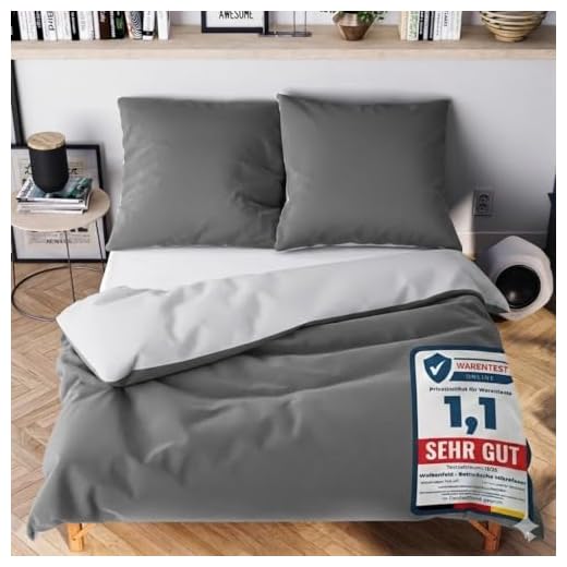 Wolkenfeld Bettwäsche 135x200 4teilig grau anthrazit - kuschelig weich & bügelfrei - 2X Bettbezug + 2X Kissenbezug 80x80 - Ganzjahres Bettwäsche-Sets