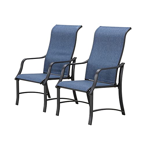 Image of LOKATSE HOME Patio Dining Chairs with High Backrest Teslin Bar Set of 2 Outdoor Metal Furniture for Garden Patio Pool Yard