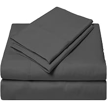 Cotton Sheets Set 4 Piece, 100% Egyptian Cotton 600 Thread Count, Fitted Sheets fitt Upto 14 Inch Deep Pocket, Crisp Cool and Strong Bed Linen Set- Dark Grey Solid Full XXL Size