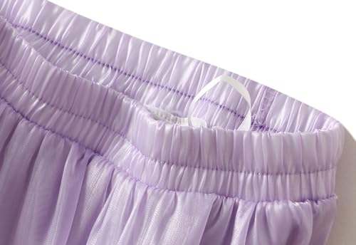 Womens Bubble Midi Skirt Elastic High Waist Pleated Skirts Puffy Hem A-Line Skirt Satin Casual Skirts for Prom Party3