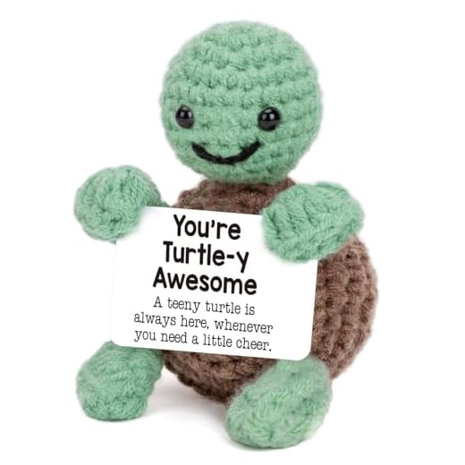 Mini Funny Turtle Birthday Gifts for Women Men Christmas, Thanksgiving Bosses Day Retirement Gift, Inspirational Small Animals Cute Stuff Things, Handmade Emotional Positive Crochet Turtle Decorations