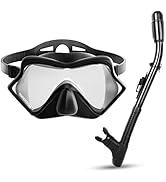 Wimaha Dry Snorkel Set, Anti-Fog Anti-Leak Snorkel Mask,180° Panoramic Ultra-Clear Diving Mask, S...