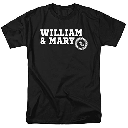 William & Mary Official Block Text Unisex Adult T-Shirt, Black, X-Large
