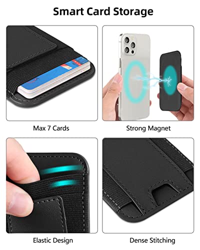 Upgraded for Magsafe Wallet, Strongest Magnetic Wallet, for iPhone Magsafe Walle t with 2 Card Slots, Magnetic Card Holder for iPhone 17/16/15/14/13/12 Series, Vegan Leather, Fit 7 Cards, Black3