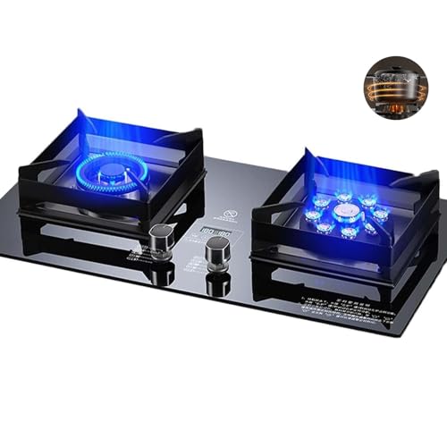 ガスコンロ - ビルトイン2バーナーブラックガラスガスコンロ、 タイマー機能付きキッチンコンロデュアルバーナー、 デュアルフューエル イージークリーン ガスストーブ クックトップ、 調節可能な炎のサイズの家庭用ガスストーブ(LPG)